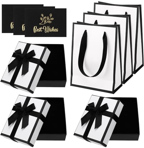 3 Set Jewellery Gift Box Gift Bag and Greeting Card Small Gifts Bag Box With Bow-knot For Rings Earrings Necklace Bracelet Jewellery