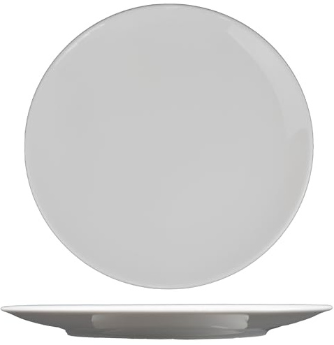summa Pack de 6 platos llanos coupe blancos - 32cm - Colección Alba - Platos de Porcelana de altas prestaciones - Diseño elegante - Uso en casa y restaurantes