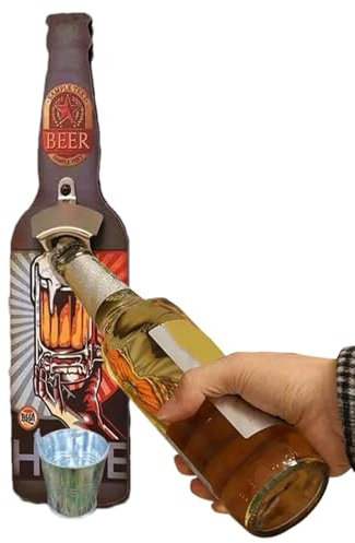 Apribottiglie a parete, apribottiglie a parete con raccoglitore | Apriscatole da appendere al muro - Apribottiglie con raccoglitore di tappi, apribottiglie da birra vintage da uomo montato a parete