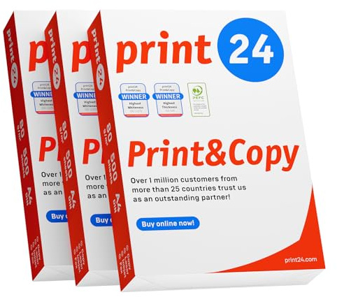 print24 Druckerpapier Kopierpapier 500-150000 Blatt A4 80g Premium Weiß PEFC zertifiziert (1.500 Blatt)