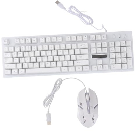 POPETPOP Teclado y Ratón Mecánico para Juegos Cable USB, 104 Teclas, Diseño sin Conflicto y Luz, Adecuado para Oficina y Café