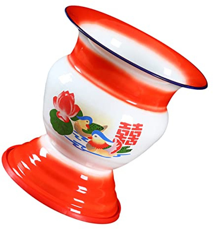 NOLITOY 1pc Spittoon Spit Bottle Vintage Shaped for Toilet Seat Chamber Pots Traditional Antique Adult Urinal Pail Pot Urinal Basin Travel Toilet Urinal Container Portable Potty Red Enamel