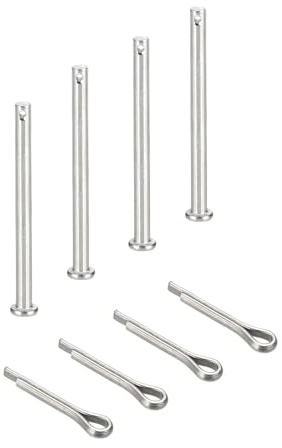 sourcing map Gabelkopfstifte, M5 x 100 mm, 304 Edelstahl, Einloch, Flachkopf, Anhängerkupplung, Verschlusssysteme mit Splinten für Möbelmontage, Anhänger, Rasenmäher, Silber, 4 Stück