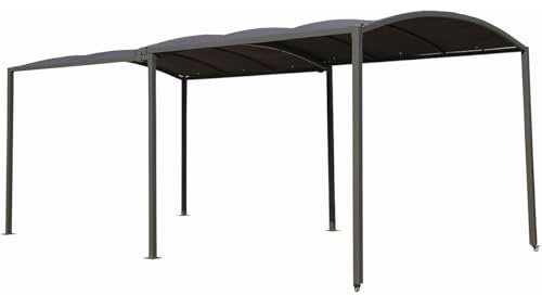 Carport en métal Extensible Mathis - 303/566 x 295 x 240 cm - Gris