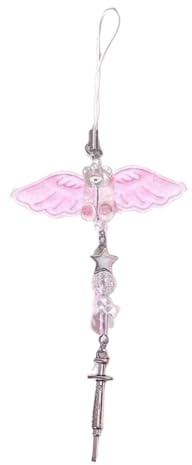 AOOOWER Handgefertigter Handy-Anhänger, einzigartiger und handgefertigter Herz-Anhänger, Handykette, Schlüsselanhänger, Taschenbehang, 12 cm, Harzlegierung, Kein Edelstein