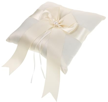 HIAKDOFT Almohada Blanca Para Anillos De Boda Decorativa y Elegante Ceremonia Portador De Anillos Suave y Atractiva