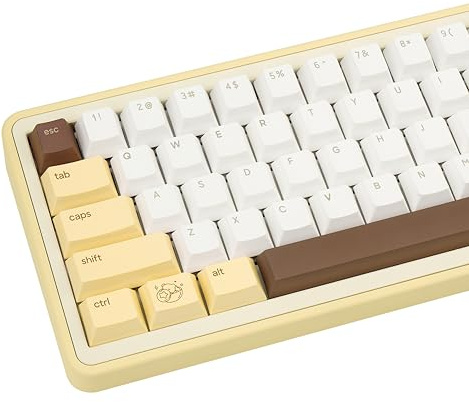 JOLINTAL Cute PBT Keycaps 130 Keys, Minimalist Style Brown Bear Keycap, Cherry Profile Dye-Sublimation Custom Key Caps for Cherry MX Switches Mechanical Gaming Keyboard 60% 75% 100%