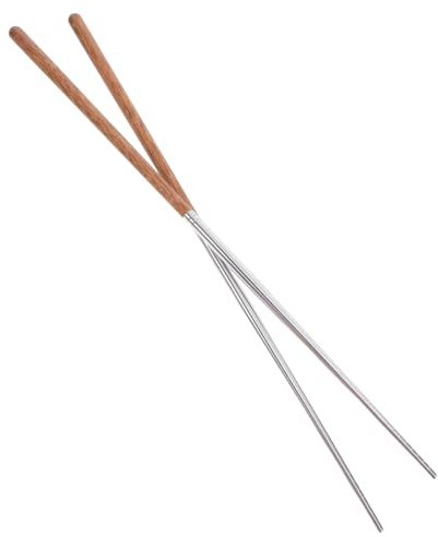 VILLCASE Bacchette Lunghe per Hot Pot Cinesi in Acciaio Inossidabile e Legno di Ala di Pollo Anti-scottatura e Antiscivolo per Cucina Frittura e Noodles Riutilizzabili e Facili da Pulire