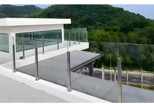 Poste Para Barandilla De Cristal Con Tira Goma Fijación, 304 Acero Inoxidable Columna Para Resistente Al Óxido Para Exteriores Balcón Patio Escalera(Silver-end,75cm)