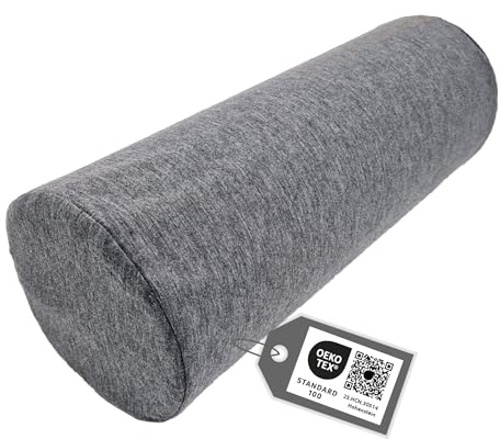 Tiga-Med Almohada ortopédica, espuma, color negro o antracita, 40 x 15 cm, funda extraíble y lavable, para cuello/rodilla/espalda, certificado OEKOTEX (5, antracita)