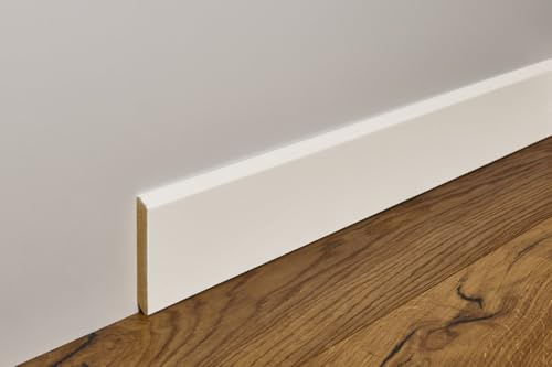 Battiscopa Milano in Legno Massello Ayous, 100x12 mm, 5 Metri Totali, 2 Pezzi da 2.50 mt, Made in Italy (Laccato Ral 9010)