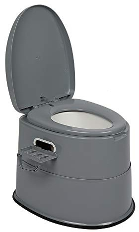 BreezTerra Toilette de camping portable en plastique, toilettes de voyage mobiles avec seau de transport et support de papier toilette, léger pour camping, intérieur et extérieur