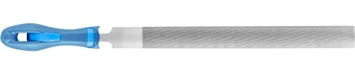 PFERD TOOLS Werkstattfeile Halbrund, länge 250mm, halbrunde Feile, Kreuzhieb H3 auf zwei Seiten, inkl. Ergonomie-Feilenheft, 11213258 – für die Feinbearbeitung und zum Schlichten geeignet