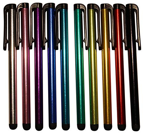 Dealbude24 - 10 Stück universal Touch Pen Eingabestift Pen für alle gängigen Smartphone und Tablet Stift Pen Touch Stylus für Handy Lang - Bunt
