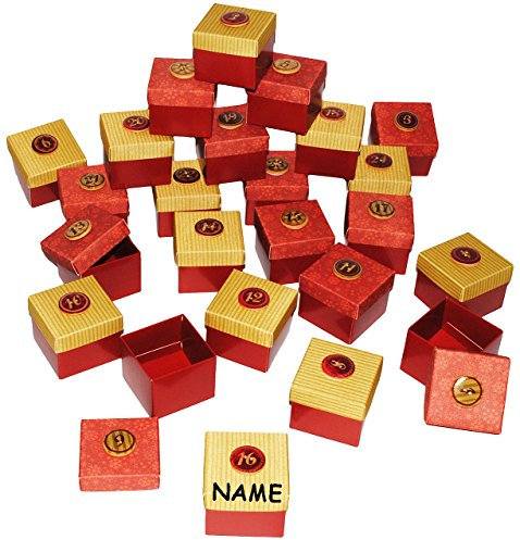 alles-meine.de GmbH Weihnachtskalender - 24 Geschenkboxen/Adventskästchen/Boxen - Weihnachten - incl. Name - Schachteln zum Befüllen + Zahlen - selber Basteln - für Erwac..