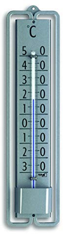 TFA Dostmann Analoges Innen-Außen-Thermometer NOVELLI Design, 12.2001.54, aus Metall, wetterfest, grau