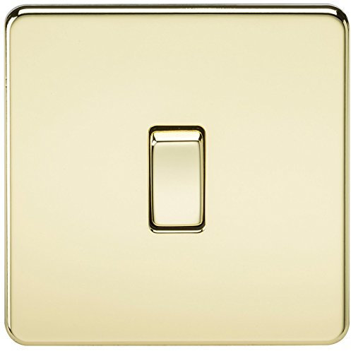 Knightsbridge SF2000PB Screwless 10 A 1 Gang 2 Way Switch, 230 W, 230 V, Polished Brass