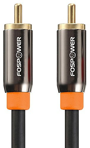 FosPower - 3 Meter Koaxialkabel Cinch Kabel RCA Digital Audio | 24K Vergoldeter Stecker | RCA-Stecker auf RCA-Stecker | cinch auf klinke 3,5 für Heimkino 5.1, HDTV, Soundbar, Subwoofer Kabel | 3m