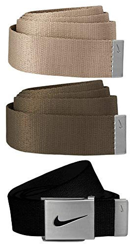 NIKE Men's 3 Pack Web Belt, Black/Cargo Khaki/Khaki