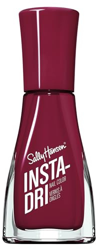 Sally Hansen Insta-Dri Nail Polish, Just in Wine, 60 Seconds Quick Drying, Long Lasting, Streak Free, Shiny Finish, 3-in-1 Formula, Built in Base and Top Coat, 9.17ml