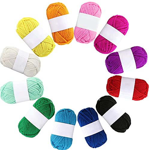 12 Pack Double Knitting Yarn Acrylic Wool Crochet Yarn for Small Yarn Projects Handcrafts 10g
