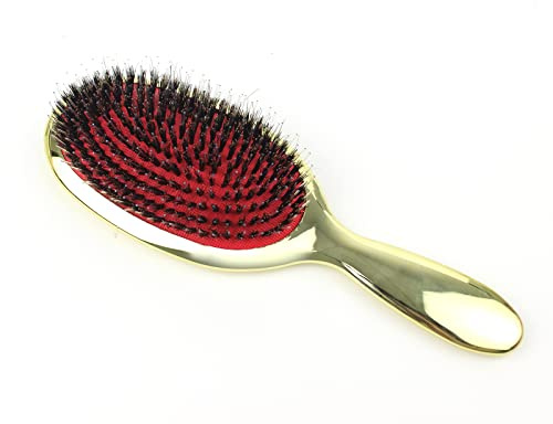 VinBee Spazzola per estensione dei capelli a pagaia Spazzola per capelli Districante Design a doppia setola Setola di cinghiale Spazzola in nylon Pettine antistatico Beauty Works Oro