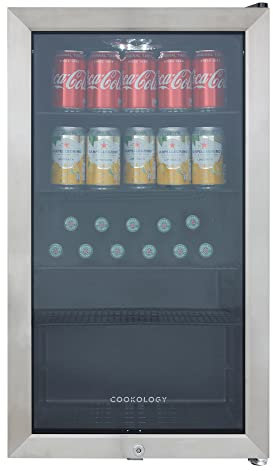 Cookology CBC98SS Under-Counter Fridge, 98 Litre Beer, Wine and Drinks Fridge with Adjustable Temperature Control, LED Light and Energy Efficient - in Stainless Steel