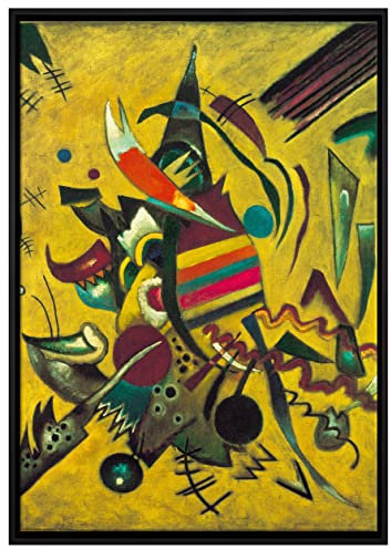 Pixxprint Wassily Kandinsky - Punkte Leinwandbild 100x70 cm im Bilderahmen, Wandbild, Schattenfugenrahmen, Kein Poster