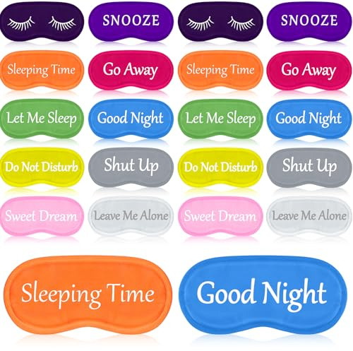 Eurzom 20 Pcs Funny Eye Mask Bulk for Sleep, Adjustable Strap,Bright Color