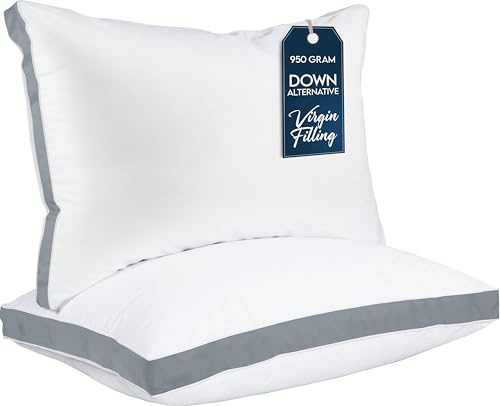 Utopia Bedding Almohadas de Cama para Dormir tamaño estándar (Gris), Juego de 2, Calidad de Hotel refrescante, Almohada Reforzada para Dormir Boca Arriba, Boca Abajo o de Lado