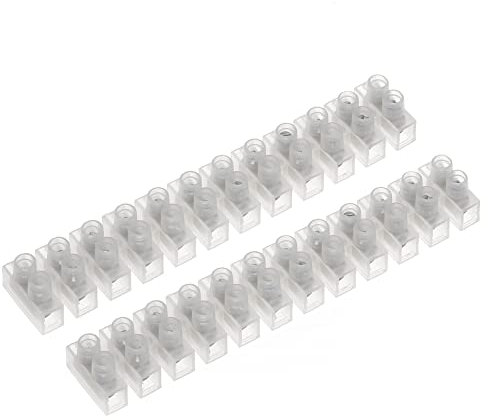 AUKENIEN 30A Electrical Connector Blocks 30 Amp 12 Way White Terminal Block Strip Electric Wire Connectors Choc Blocks Connecting for Wiring Cable (Pack of 2)
