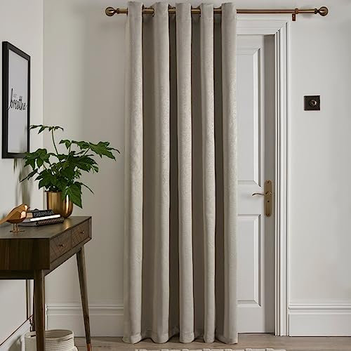 Fusion - Natural Single Curtain W66 x L84 (168 x 214cm) - 1x Panel - Eyelet Curtain in Cream - Thermal Curtain for Bedroom/Living Room - Linen Curtain & Drape - Door Curtain - Strata Collection