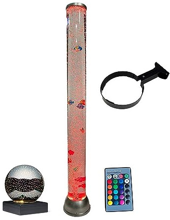 Playlearn Sensory Bubble Tube & Remote 90cm with Wall Bracket - Color-Changing LED Floor Lamp - Relaxing Aquarium Alternative for ADHD and Sensory Stimulation