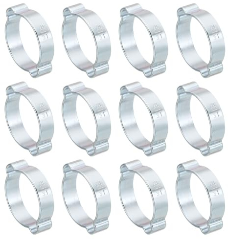 PATIKIL 10 Stück Doppelohr Schlauchschellen, Einstellbare 2-Ohr Schlauchschellen Ø 28-31mm, Verzinkter Zweiohrschellen, Schlauch Klemmplatten für Fule Benzin, Rohr, Schlauch