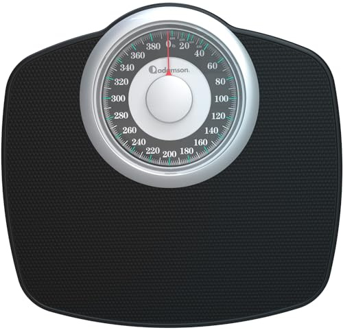 Adamson A25T Scales for Body Weight - Up to 400 LB - 5.3 Dial on 12.4 x 10.2 Platform - Anti-Skid Rubber Surface - High Precision Bathroom Scale Analog - Durable with 20-Year Assurance