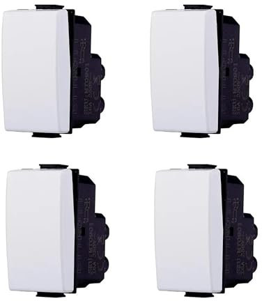 BRATEK Set 4 Interruttore unipolare compatibile con interruttore bticino matix, Interruttore luce muro compatibili con frutti bticino