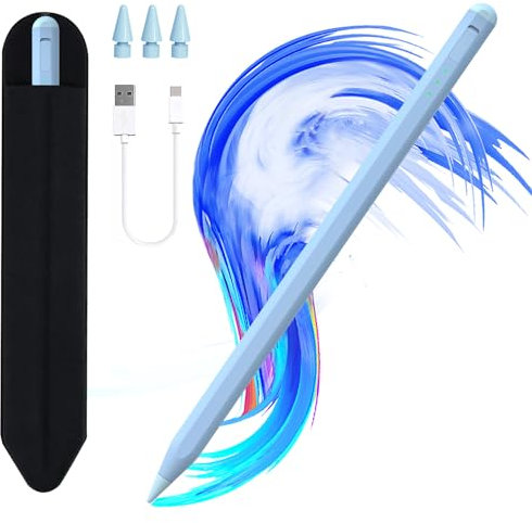 Lápiz Capacitivo para iPad de 11 y 10ª generación, Carga más rápida de 14 Minutos, con Soporte para lápices, rechazo de Palma (Azul)
