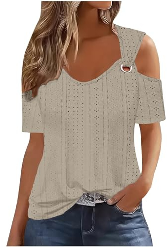 Prime Big Deal Days October 10-11 Bluse Donna In Viscosa Magliette Donna Manica Corta Firmate Top Rosso Donna Elegante Camicia A Righe Donna Camicia Larga Donna Elegante Abbigliamento Donna Offerte