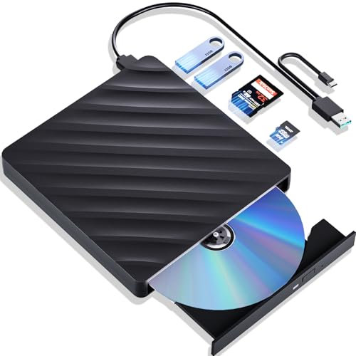 Unità Blu Ray esterna, lettore Blu Ray portatile 5 in 1 con USB 3.0 di tipo C, masterizzatore CD DVD 3D Blu Ray con porta SD/TF, lettore Blu Ray compatibile con Windows Laptop Desktop, lettore Bluray