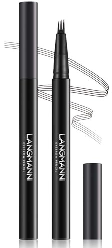 EONFAVE Wasserdichter 3D Augenbrauenstift mit 4 Gabelspitzen, Neu Microblading Augenbrauenstift, Langlebiger Natürlicher (Schwarz)