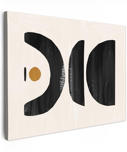 MuchoWow© Bilder Wohnzimmer Deko Moderne Wandbild Kunstdruck auf Leinwand | 80x60 cm - Bild Schlafzimmer über Bett Room Decor Geschenke Modern - Abstrakte Kunst - Schwarz - Beige