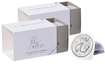 MyBliss® Ultra Thin Condoms, 100% Natural Rubber Latex (Pack of 24) - Vegan-Certified, Triple Tested for Safety, CE Certified and Regulated