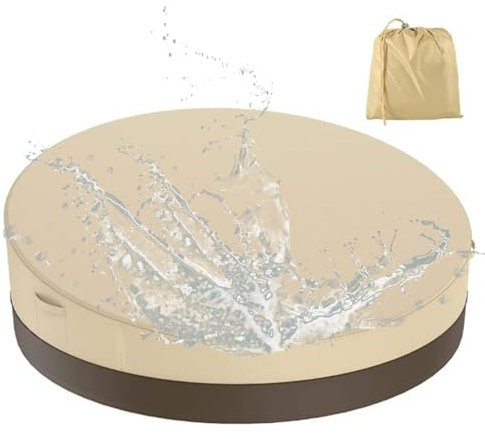 Sonneninsel Abdeckung Wasserdicht Rund, Staubdicht Schutzhülle für Liegeinsel Outdoor Rund , 210D Oxford Abdeckplane für Sonneninsel Sonnenliege Rund Garten mit Kordelzug(Size:190*83cm,Color:BeigeCoff