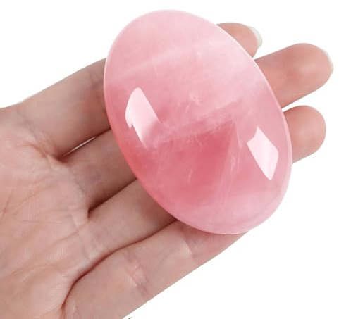 Quartz Rose Pierre de Paume-1 Pièce Pierre de Quartz Rose, Cabochons en Pierres Précieuses à dos Plat Pierres Thérapeutiques, Pierre d'Inquiétude, Paquet Cadeau, Ensemble de Aux Propriétés Curatives