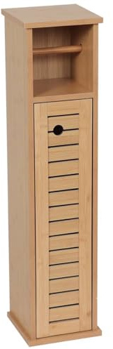 Tendance - Meuble Réserve et Dérouleur Papier WC Bambou et MDF - Trinidad - Salle de Bain - Meubles Salle de Bain