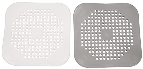Joskeijky Coperchio di scarico quadrato per scarico doccia presa per capelli piatto con attacco in silicone per sala e cucina