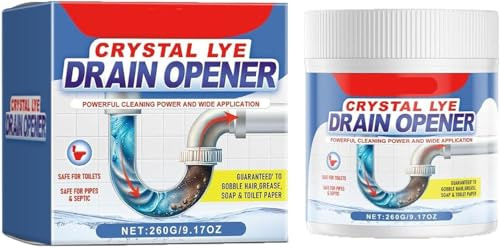 Apri scarico Crystal Lye, agente di rimozione degli intasamenti dello scarico, detergente per scarico di liscivia cristallina, potente agente di dragaggio per tubi, detergente per scarico multiuso,