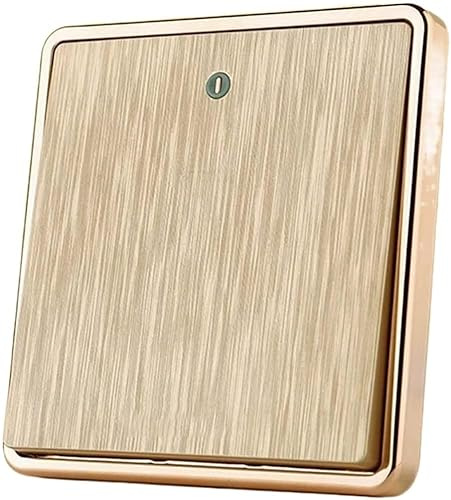 CYJAZNHH Interruptor de luz de pared color champán dorado, interruptor de palanca de botón pulsador de 2 vías, 1-4 unidades, 220 V, 2200 W, control manual(1 Gang 2 Way)