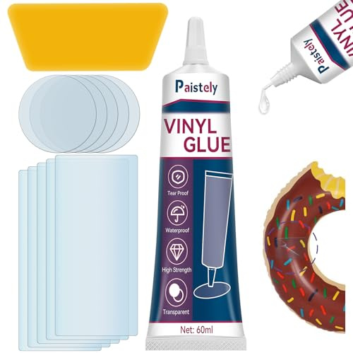 Paistely Kit Réparation Piscine, Kit Réparation Spa Gonflable, Kits Entretien Spa Étanche et Transparent, pour Matelas Pneumatiques, Structures Gonflables, Matériaux en EVA (60ml)