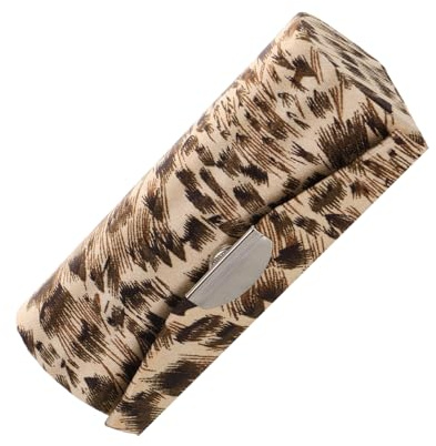 HONITANO Astuccio Per Rossetto Con Specchio in Seta Leopardata, Custodia Da Viaggio Porta Rossetto Singolo Con Ricamo, Organizer Cosmetici Compatto Per Borsa Da Donna